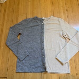 DONNI Gray and Cream Cardigan Sweater Size Small